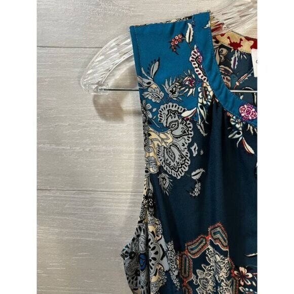 Printed Midi Dress Sleeveless Smocked Waistline Small - Picture 5 of 7